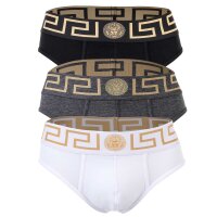 VERSACE Mens Briefs, 3-Pack - TOPEKA, cotton, solid color Black/Grey/White L (Large)