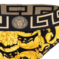VERSACE Herren Slip - Stretch Cotton, Barocco Muster Schwarz/Gold XL