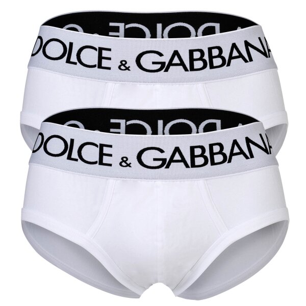 DOLCE & GABBANA mens briefs, 2-pack - Brando briefs, stretch cotton White L (Large)