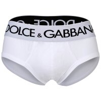 DOLCE & GABBANA Herren Slips, 2er Pack - Slip Brando, Stretch Baumwolle Weiß L