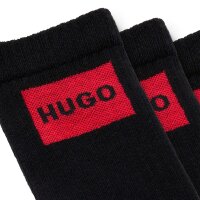 HUGO mens socks, 3-pack - QS Rib Label CC, ribbed, logo, cotton blend Black 43-46 (UK 9-11)