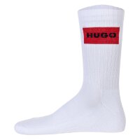 HUGO Herren Socken, 3er Pack - QS Rib Label CC, gerippt, Logo, Baumwollmischung Weiß 39-42