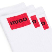 HUGO Herren Socken, 3er Pack - QS Rib Label CC, gerippt, Logo, Baumwollmischung Weiß 39-42