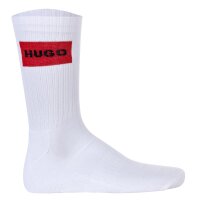 HUGO mens socks, 3-pack - QS Rib Label CC, ribbed, logo, cotton blend White 39-42 (UK 5-8.5)