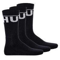 HUGO Herren Socken, 3er Pack - QS Iconic CC, gerippt, Logo, Baumwollmischung Schwarz 39-42