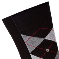 Burlington Men Socks Everyday Pack of 2 - Diamond Pattern, Onesize, 40-46 (6.5-11 UK) black
