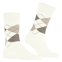 Burlington Mens Socks - Manchester, Diamond Pattern, Organic Cotton White/Brown 40-46