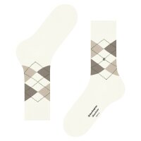 Burlington Mens Socks - Manchester, Diamond Pattern, Organic Cotton White/Brown 40-46