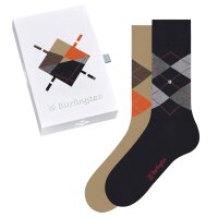 Burlington Mens Socks, 2 Pack - Gift Set, Argyle, Rhombus, Onesize, 40-46 Black/Brown 40-46