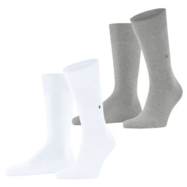 Burlington Men Socks Everyday 2er Pack - cotton, plain, onesize, 40-46 (6.5-11 UK) White/Grey