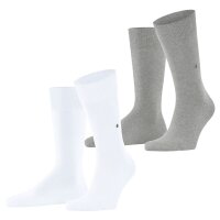 Burlington Men Socks Everyday 2er Pack - cotton, plain, onesize, 40-46 (6.5-11 UK) White/Grey