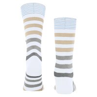 Burlington Herren Socken - Blackpool, Baumwolle, Streifen, Logo, One Size White/Brown 40-46