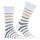 Burlington Herren Socken - Blackpool, Baumwolle, Streifen, Logo, One Size White/Brown 40-46