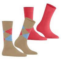 Burlington Ladies Socks Everyday Mix 2er Pack - Rhomb and Uni, One Size, 36-41 Brown/Red
