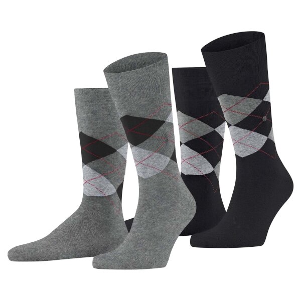 Burlington Herren Socken, 2er Pack - Argyle, Clip, One Size, 40-46