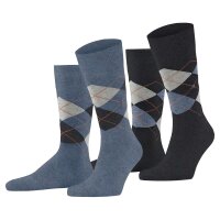 Burlington Herren Socken, 2er Pack - Argyle, Clip, One Size, 40-46