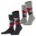 Burlington mens socks, 2-pack - Argyle, Clip, One Size, 40-46 Black/Grey/Red 40-46