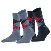Burlington Ladies Socks, 2-pack - Argyle, diamond pattern, clip, Onesize