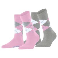 Burlington Ladies Socks, 2-pack - Argyle, diamond pattern, clip, Onesize