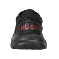 HUGO Herren Sneaker - Leon Runn cvpu, Turnschuhe, Schnürung, Materialmix, Logo Schwarz EU 42