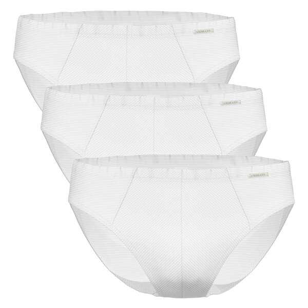 AMMANN Herren Slip 3er Pack - Mini Slip Cotton & More, Ton-in-Ton Streifen, Baumwollmischung Weiß M