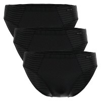AMMANN Herren Slip 3er Pack - Mini Slip Cotton & More, Ton-in-Ton Streifen, Baumwollmischung Schwarz L