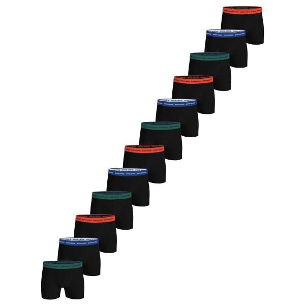 BJÖRN BORG mens boxer shorts, 12-pack - cotton stretch boxer, logo, single-coloured Black/Blue/Green/Orange M (Medium)