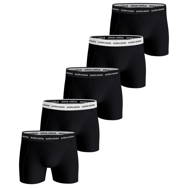 BJÖRN BORG mens boxer shorts, 5-pack - cotton stretch trunks, pants, cotton, logo waistband Black/White L (Large)