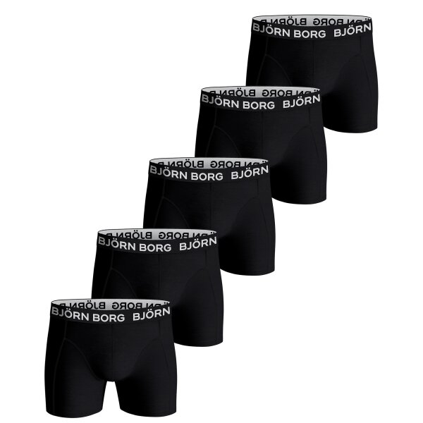BJÖRN BORG mens boxer shorts, pack of 5 - cotton stretch trunks, big logo, cotton, logo waistband Black/White M (Medium)