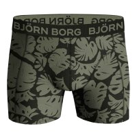 BJÖRN BORG Herren Boxershorts, 5er Pack - Cotton Stretch Trunks, Big Logo, Baumwolle, Logobund Schwarz/Grün L