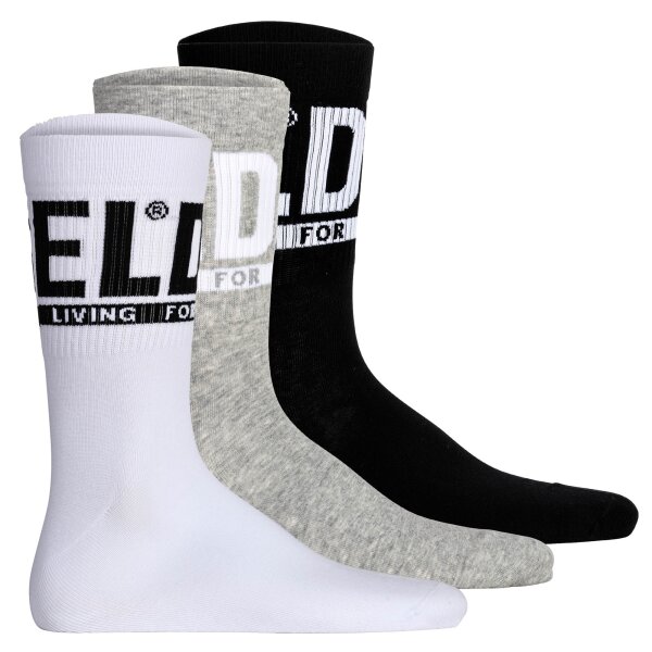 DIESEL unisex socks, 3-pack - SKM-RAY threepack, ribbed cuffs, logo, plain Black/Grey/White 35-38 (UK 2.5-5)