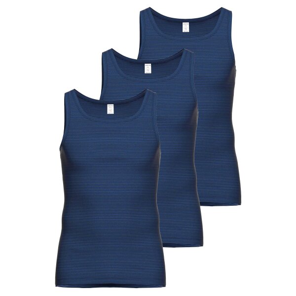 AMMANN mens vest 3 pack - denim, extended back, cotton blend Dark Blue M (Medium)