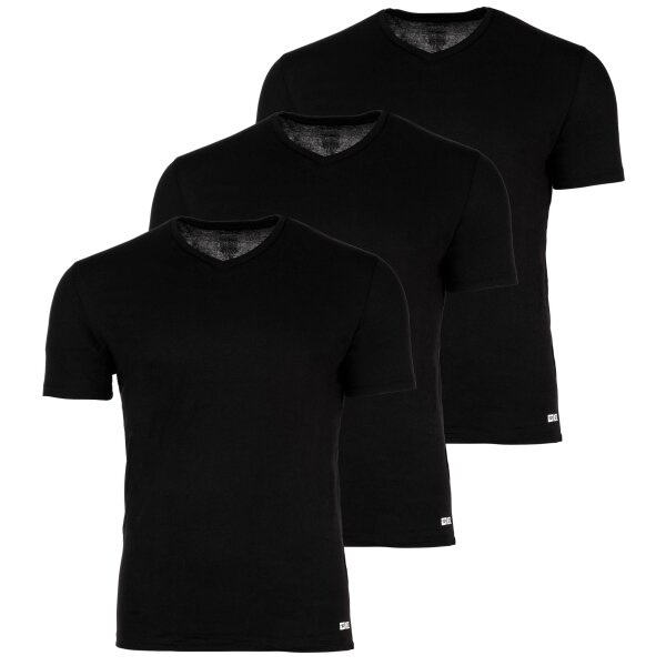 DIESEL Herren T-Shirt, 3er Pack - MICHAEL, Unterhemd, V-Neck, kurzarm, Baumwolle Schwarz S