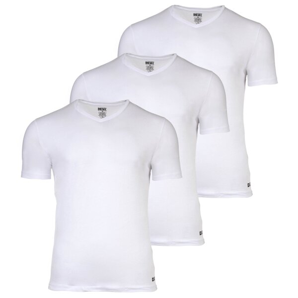 DIESEL Herren T-Shirt, 3er Pack - MICHAEL, Unterhemd, V-Neck, kurzarm, Baumwolle Weiß S