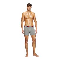 DIESEL Herren Boxershorts, 3er Pack - MAX-D-CORE, Boxer Briefs Long, Cotton Stretch Schwarz/Grau/Rot 2XL