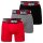DIESEL Herren Boxershorts, 3er Pack - MAX-D-CORE, Boxer Briefs Long, Cotton Stretch Schwarz/Grau/Rot 2XL