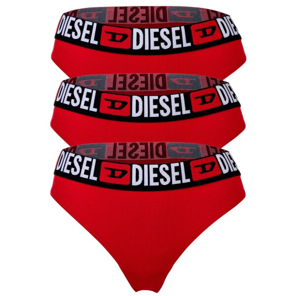 DIESEL Womens String, 3-Pack - UFST-STARS-THREEPACK, Thong, Panties, Cotton Stretch Red S (Small)
