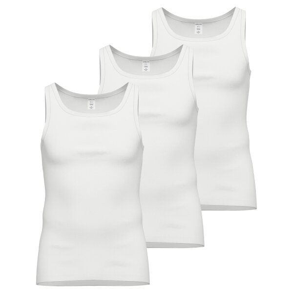 AMMANN mens vest 3 pack - fine rib, extended back, cotton White M (Medium)