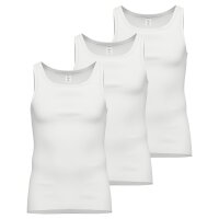 AMMANN mens vest 3 pack - fine rib, extended back, cotton White M (Medium)