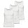 AMMANN mens vest 3 pack - fine rib, extended back, cotton White M (Medium)