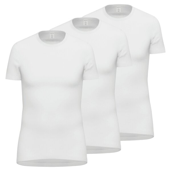 AMMANN Herren T-Shirt 3er Pack - Feinripp, Verlängerter Rücken, Baumwolle Weiß M
