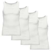AMMANN mens vests, 4-pack - fine rib, extended back, cotton White M (Medium)