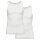AMMANN mens vests, 4-pack - fine rib, extended back, cotton White M (Medium)