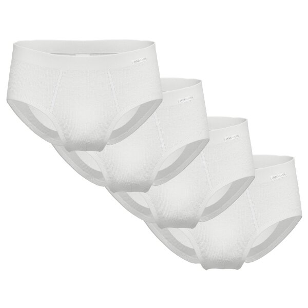 AMMANN mens briefs, pack of 4 - double rib, fly, soft waistband, cotton White M (Medium)