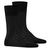 FALKE Herren Socken 2er Pack - Shadow, Strümpfe, Baumwolle, Logo, lang, einfarbig Schwarz/Grau 41-42