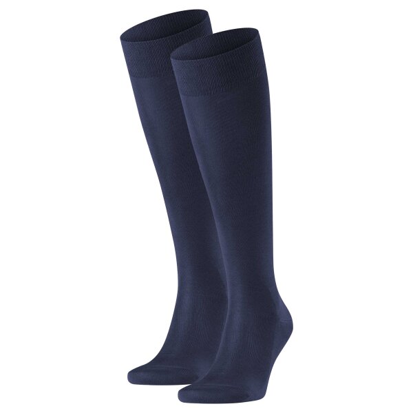FALKE Mens Knee Socks 2 pack - Tiago, Socks, Organic Cotton, Logo, long, one color Dark Blue 47-48