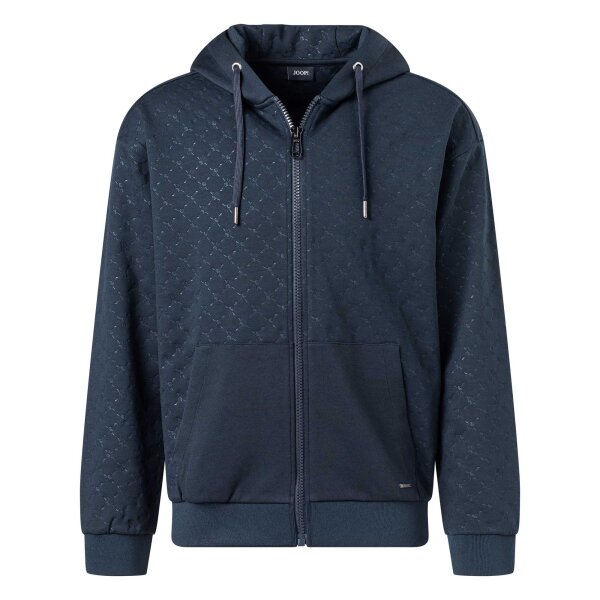 JOOP! Mens Sweat jacket - Bahador, all-over print, jacket, hood, zip Dark blue M (Medium)