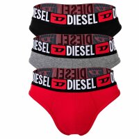 DIESEL Herren Tangas, 3er Pack - RICK-D-CORE, Tanga-Slip, Cotton Stretch, Logo Schwarz/Grau/Rot M