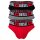DIESEL Herren Tangas, 3er Pack - RICK-D-CORE, Tanga-Slip, Cotton Stretch, Logo Schwarz/Grau/Rot M
