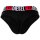 DIESEL mens thongs, 3-pack - RICK-D-CORE, tanga briefs, cotton stretch, logo Black/Grey/Red S (Small)